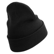 Racing Championship Embroidered 12 Inch Long Knitted Beanie - Black OSFM