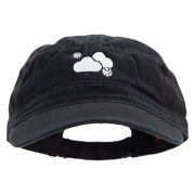 Winter Snowfall Embroidered Garment Washed Adjustable Army Cap - Black OSFM