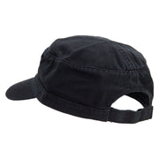 Winter Snowfall Embroidered Garment Washed Adjustable Army Cap - Black OSFM