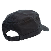 Winter Snowfall Embroidered Garment Washed Adjustable Army Cap - Black OSFM