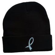 Cancer Color Ribbon Embroidered Long Beanie