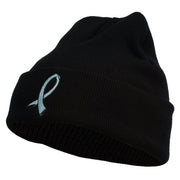 Cancer Color Ribbon Embroidered Long Beanie