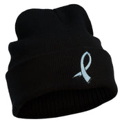 Cancer Color Ribbon Embroidered Long Beanie