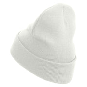 Racing Championship Embroidered 12 Inch Long Knitted Beanie - White OSFM