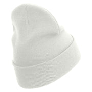 Racing Championship Embroidered 12 Inch Long Knitted Beanie - White OSFM