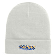 Racing Championship Embroidered 12 Inch Long Knitted Beanie - White OSFM