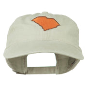 South Carolina State Map Embroidered Washed Cap