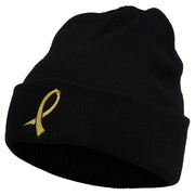 Cancer Color Ribbon Embroidered Long Beanie