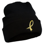 Cancer Color Ribbon Embroidered Long Beanie