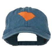 South Carolina State Map Embroidered Washed Cap