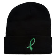 Cancer Color Ribbon Embroidered Long Beanie