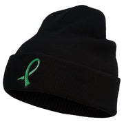 Cancer Color Ribbon Embroidered Long Beanie