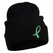 Cancer Color Ribbon Embroidered Long Beanie