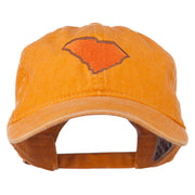 South Carolina State Map Embroidered Washed Cap