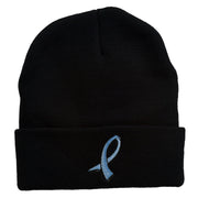 Cancer Color Ribbon Embroidered Long Beanie