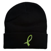 Cancer Color Ribbon Embroidered Long Beanie