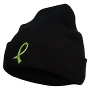 Cancer Color Ribbon Embroidered Long Beanie