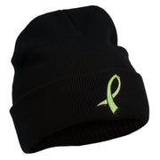 Cancer Color Ribbon Embroidered Long Beanie