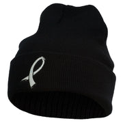 Cancer Color Ribbon Embroidered Long Beanie