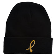 Cancer Color Ribbon Embroidered Long Beanie