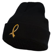 Cancer Color Ribbon Embroidered Long Beanie