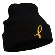 Cancer Color Ribbon Embroidered Long Beanie