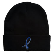 Cancer Color Ribbon Embroidered Long Beanie