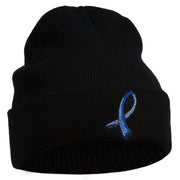 Cancer Color Ribbon Embroidered Long Beanie