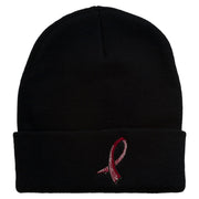 Cancer Color Ribbon Embroidered Long Beanie