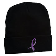 Cancer Color Ribbon Embroidered Long Beanie