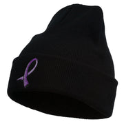 Cancer Color Ribbon Embroidered Long Beanie