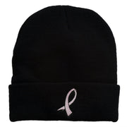 Cancer Color Ribbon Embroidered Long Beanie