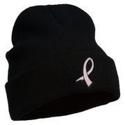 Cancer Color Ribbon Embroidered Long Beanie