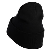 Polka Dots Mushrooms Iron On Patched 12 Inch Long Knitted Beanie - Black OSFM