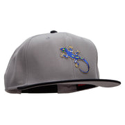 Jewel Lizard Reptile Patched Wool Blend Pro Style 2 Tone Snapback - Black-Grey OSFM