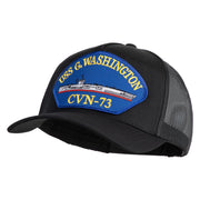 USS G. Washington CVN 73 Blue Patched Solid Cotton Twill 5 panel Mesh Back Cap - Black OSFM