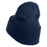 Polka Dots Mushrooms Iron On Patched 12 Inch Long Knitted Beanie - Navy OSFM