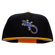 Jewel Lizard Reptile Patched Wool Blend Pro Style 2 Tone Snapback - Gold-Black OSFM