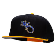 Jewel Lizard Reptile Patched Wool Blend Pro Style 2 Tone Snapback - Gold-Black OSFM