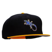 Jewel Lizard Reptile Patched Wool Blend Pro Style 2 Tone Snapback - Gold-Black OSFM