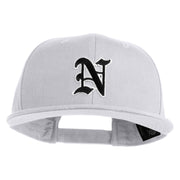Old English Black N Patched 6 Panels Round Bill Cap - White OSFM