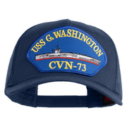 USS G. Washington CVN 73 Blue Patched Solid Cotton Twill 5 panel Mesh Back Cap - Navy OSFM