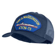 USS G. Washington CVN 73 Blue Patched Solid Cotton Twill 5 panel Mesh Back Cap - Navy OSFM