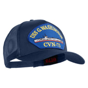 USS G. Washington CVN 73 Blue Patched Solid Cotton Twill 5 panel Mesh Back Cap - Navy OSFM