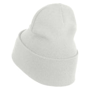 Polka Dots Mushrooms Iron On Patched 12 Inch Long Knitted Beanie - White OSFM