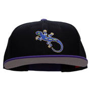 Jewel Lizard Reptile Patched Wool Blend Pro Style 2 Tone Snapback - Purple-Black OSFM