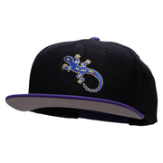 Jewel Lizard Reptile Patched Wool Blend Pro Style 2 Tone Snapback - Purple-Black OSFM