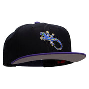 Jewel Lizard Reptile Patched Wool Blend Pro Style 2 Tone Snapback - Purple-Black OSFM