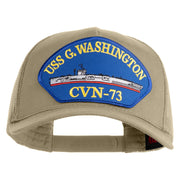 USS G. Washington CVN 73 Blue Patched Solid Cotton Twill 5 panel Mesh Back Cap - Khaki OSFM