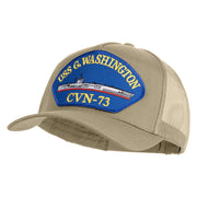 USS G. Washington CVN 73 Blue Patched Solid Cotton Twill 5 panel Mesh Back Cap - Khaki OSFM
